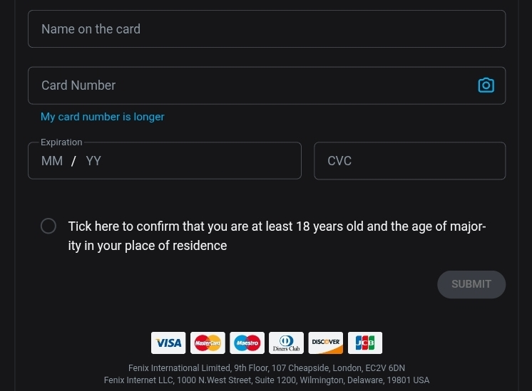 Данные карты скриншот OnlyFans