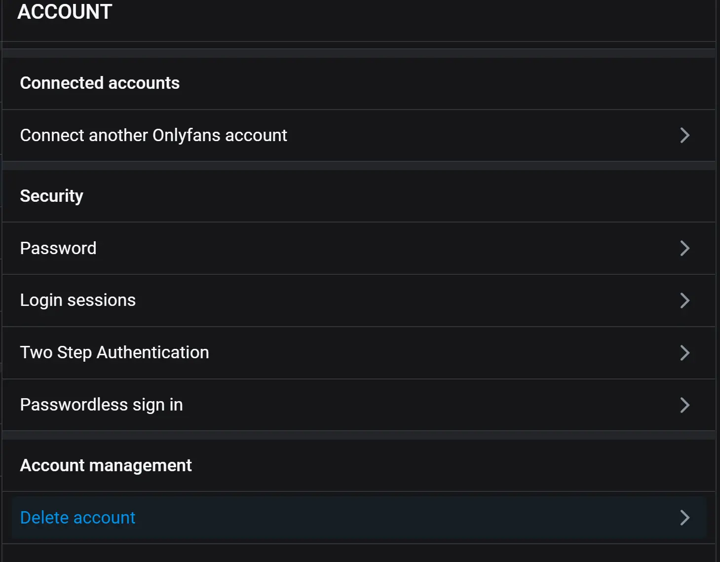 Удаление аккаунта Onlyfans скриншот