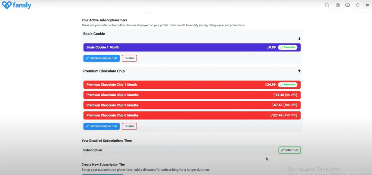 Скриншот Fansly