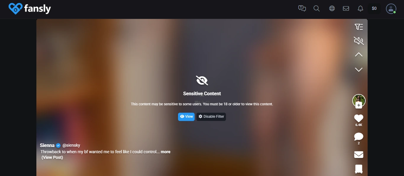 Скриншот Fansly