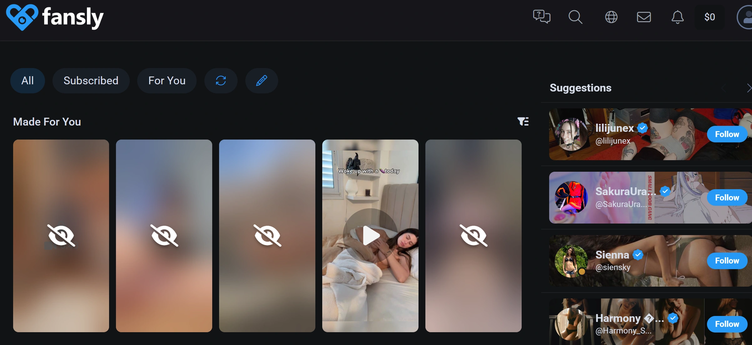Скриншот Fansly