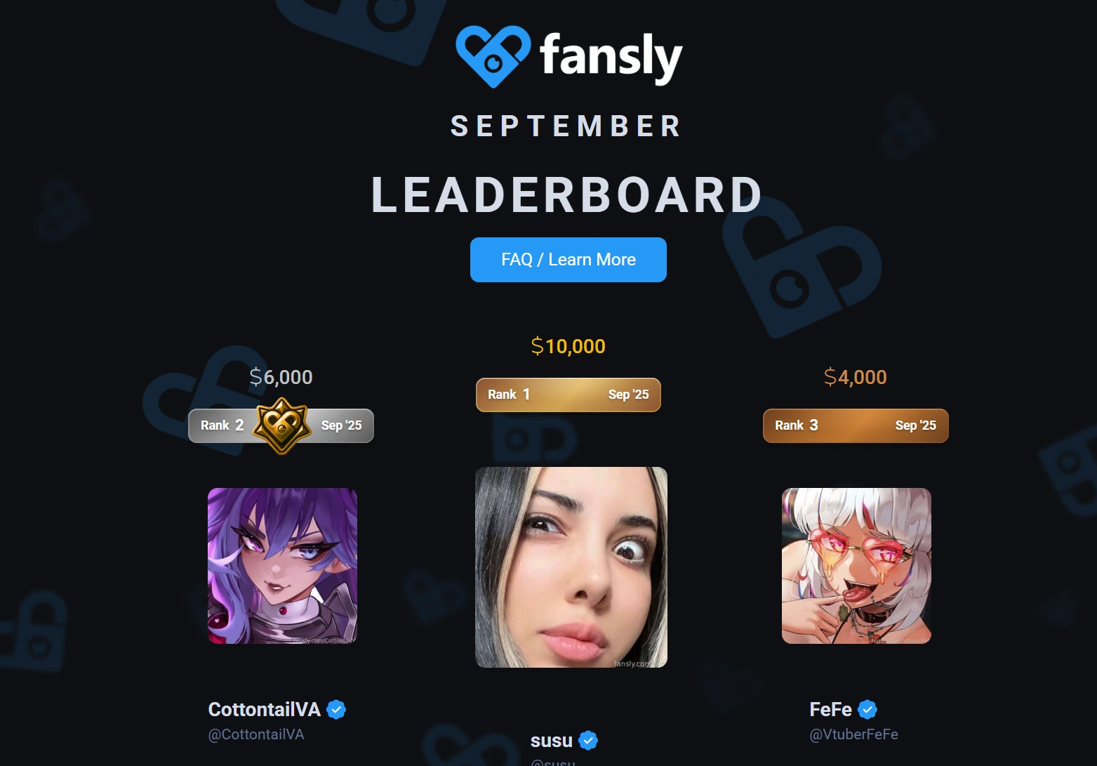 Скриншот Leaderboard Fansly