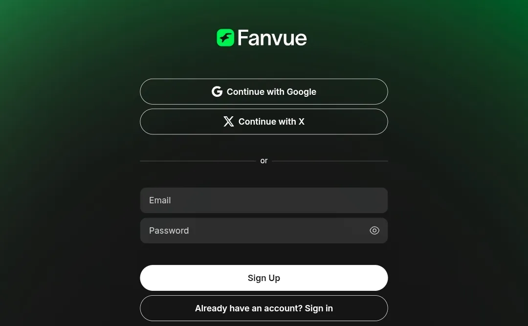 Fanvue авторизация