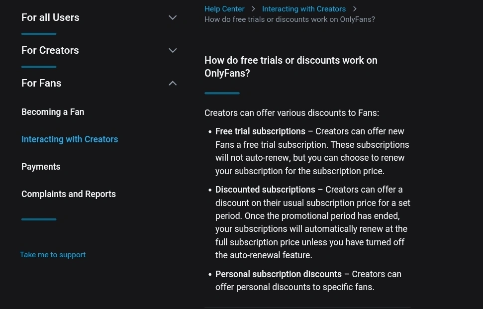 Бесплатный период скриншот OnlyFans