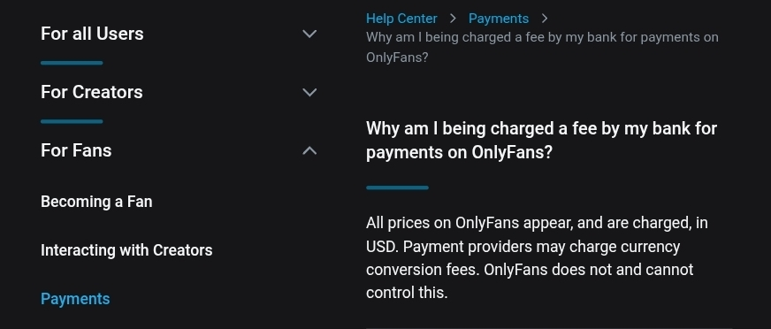 Платежи скриншот OnlyFans