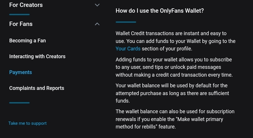 Использование кошелька скриншот OnlyFans