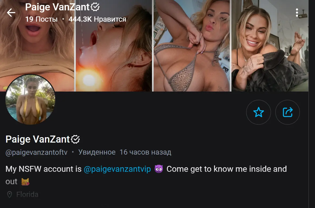 Скриншот профиля OnlyFans Paige Vanzant