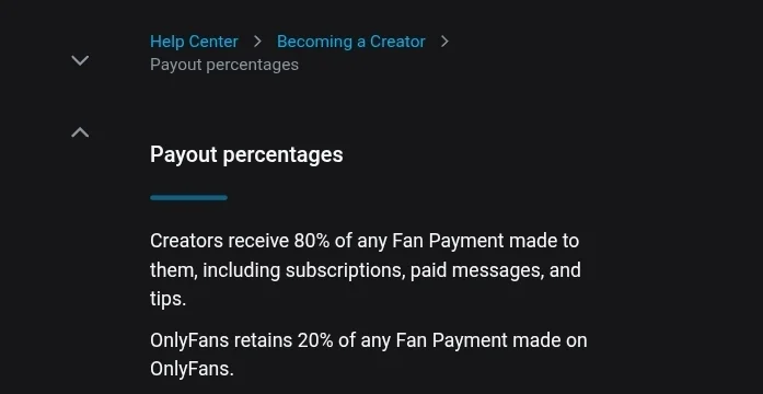 Комиссия OnlyFans скриншот