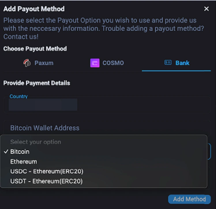 Скрин оплата Fansly криптовалютой