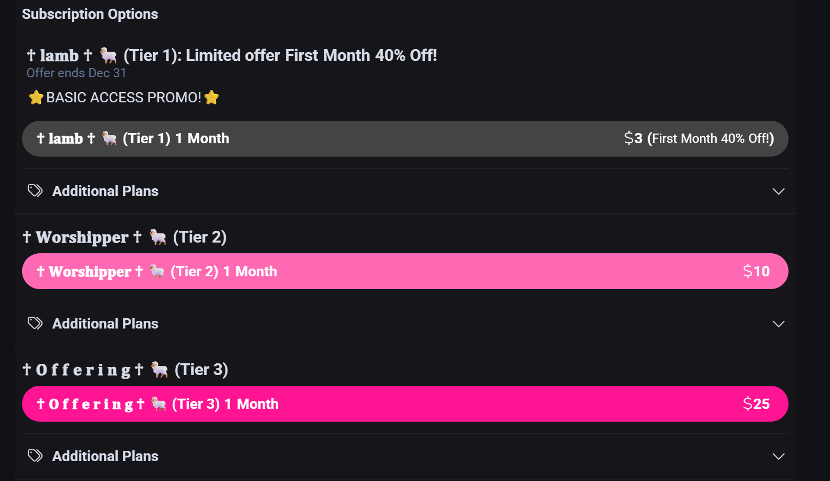 Скриншот подписки Fansly