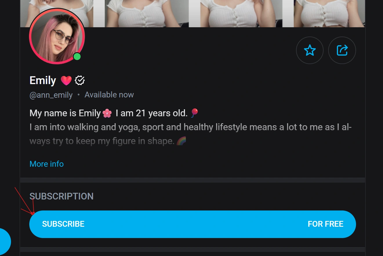 Скриншот подписаться на модель OnlyFans