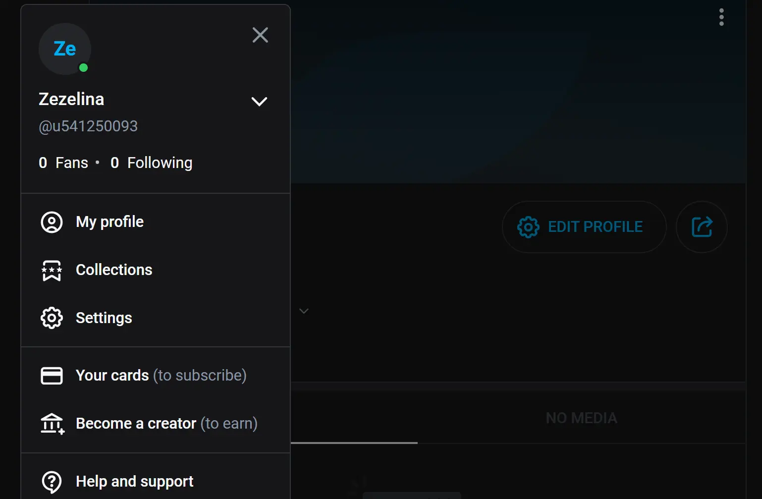 Настройки Onlyfans скриншот