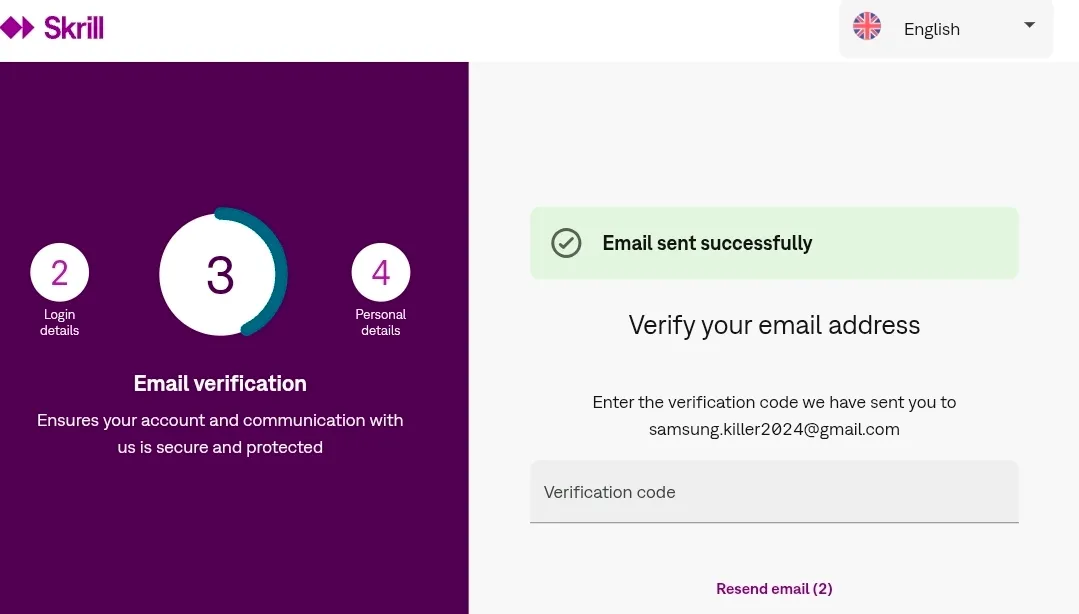 Skrill регистрация шаг 3